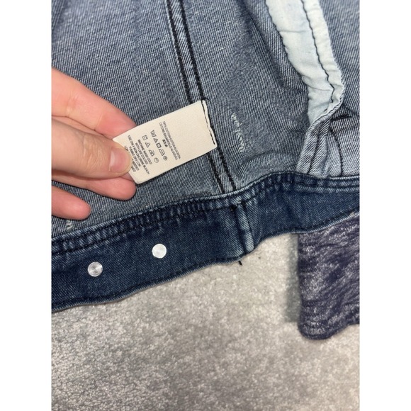 Free People Women's Cotton Denim Jean Woven Knit Sleeves Hoodie Jacket Blue Gray - Picture 7 of 10